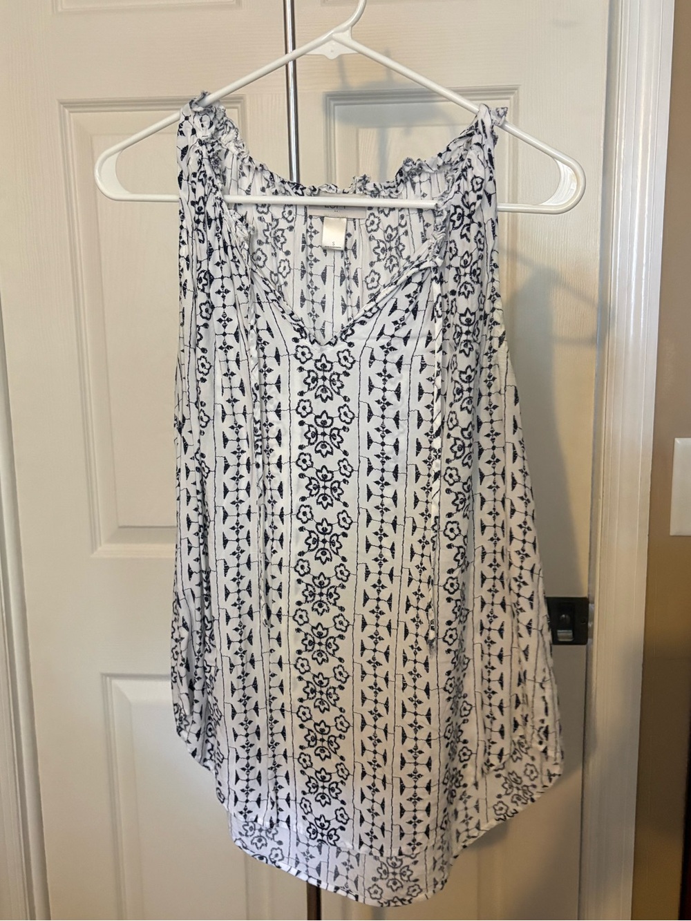 Ruffle Neck Tie Top